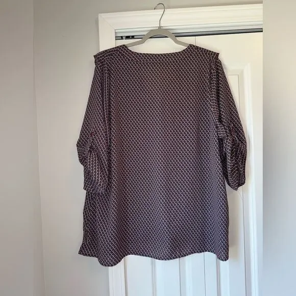 Gingham Ruffle Trim Tab Sleeve Blouse - Picture 9 of 10